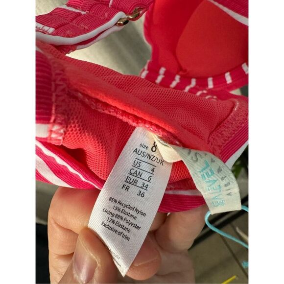 Sea Level Swim Coral Chamarel Cross‎ Front Moulded Underwire Bikini Swim Top NWT - Picture 5 of 6